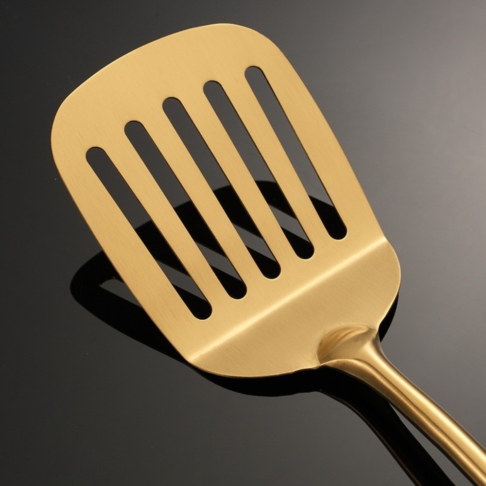 Kitchen Gadgets Gold - ステンレス製キッチンツールセット、耐熱性、ノンスティック調理用スパチュラ、スクレーパー、キッチンガジェット、ゴールドスープスプーン、レードル