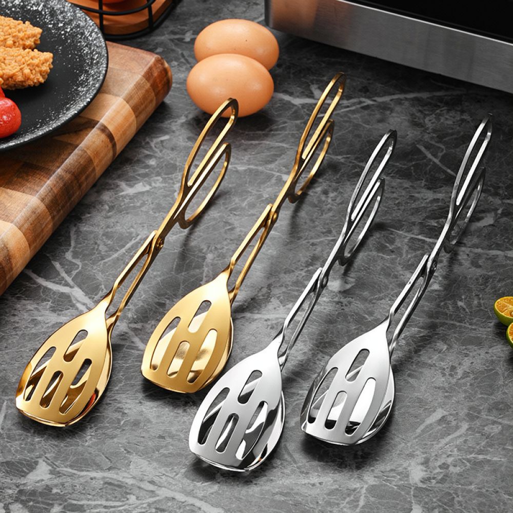 頑丈なステンレス製キッチン用トング。パン、サラダ、ステーキ、 - Kitchen Gadgets Gold のレビューと価格