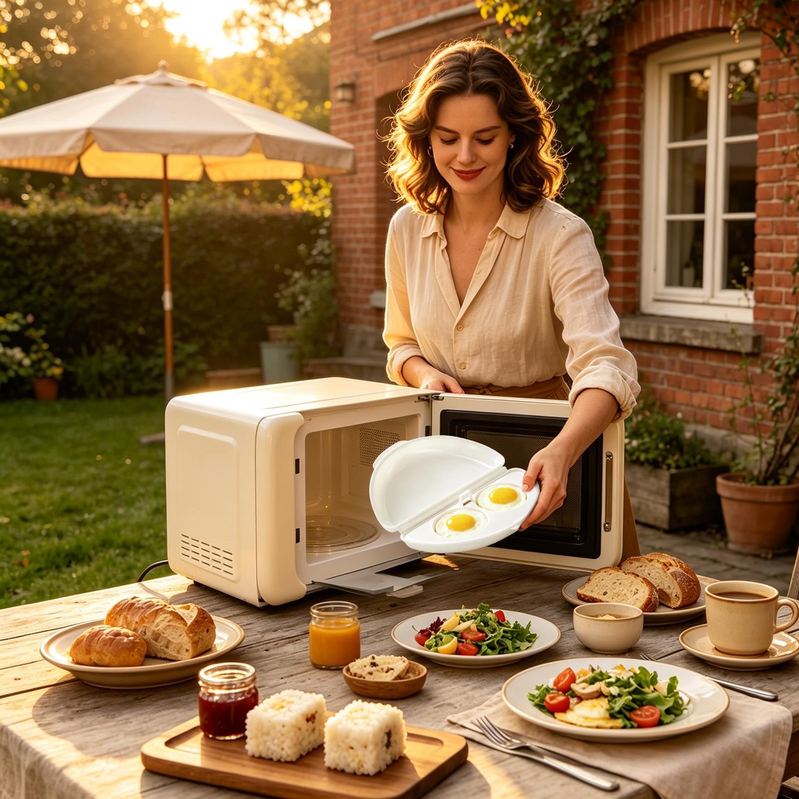 電子レンジで使えるオムレツメーカー。2つの仕切りが付いており - Kitchen Gadgets For Men のレビューと価格