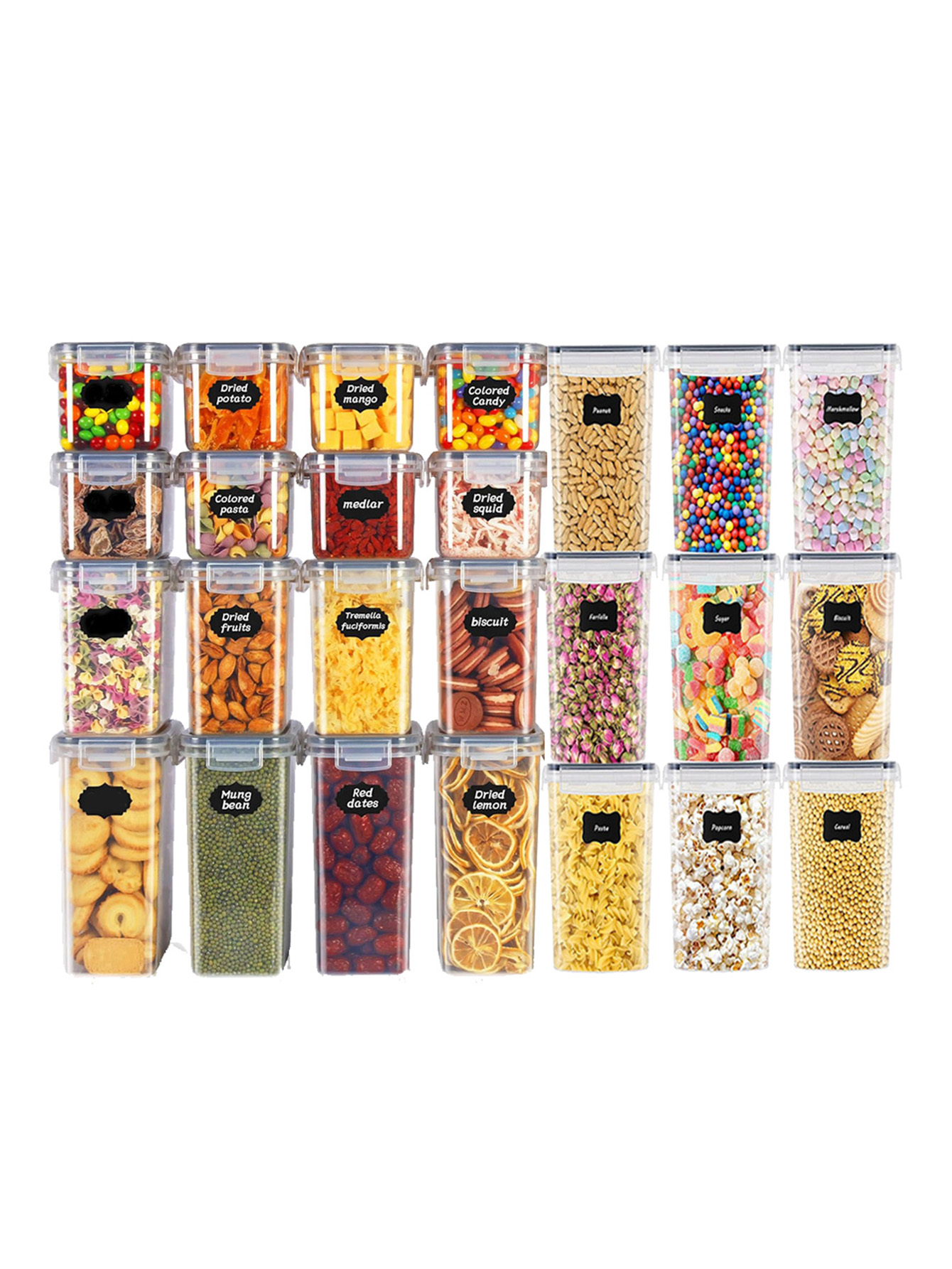 48個入り、蓋付き密封食品保存容器、プラスチック製キッチンパ - Kitchen Gadgets Organizer のレビューと価格